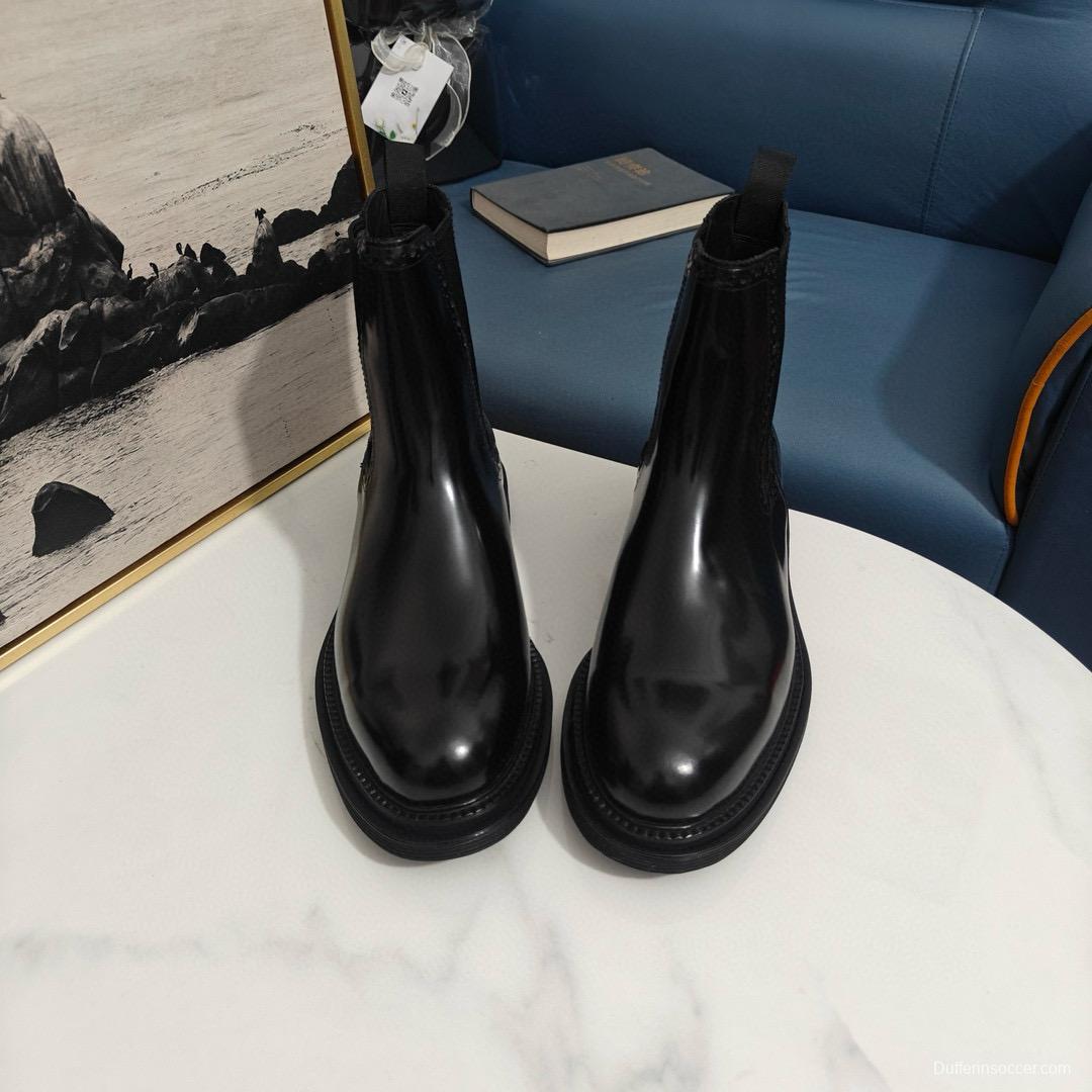 2024 Men Dolce & Gabbana Black Leather Ankle Boots