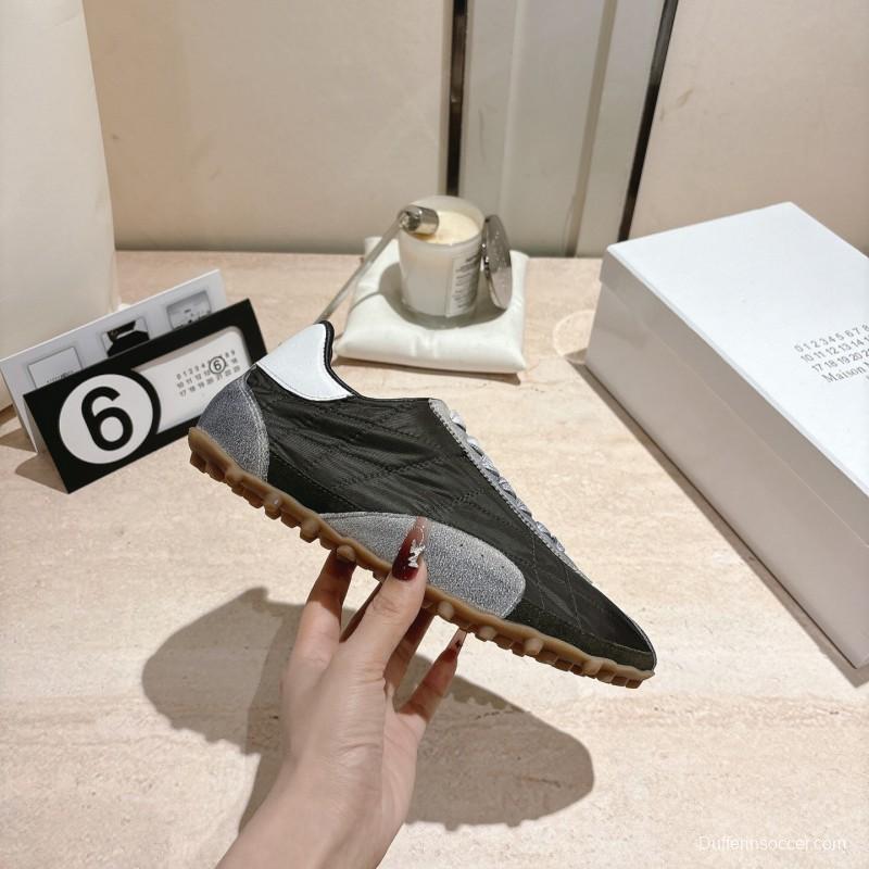 2025 Unisex Maison Margiela Black Grey Nylon Suede Sneakers Distressed LY00360