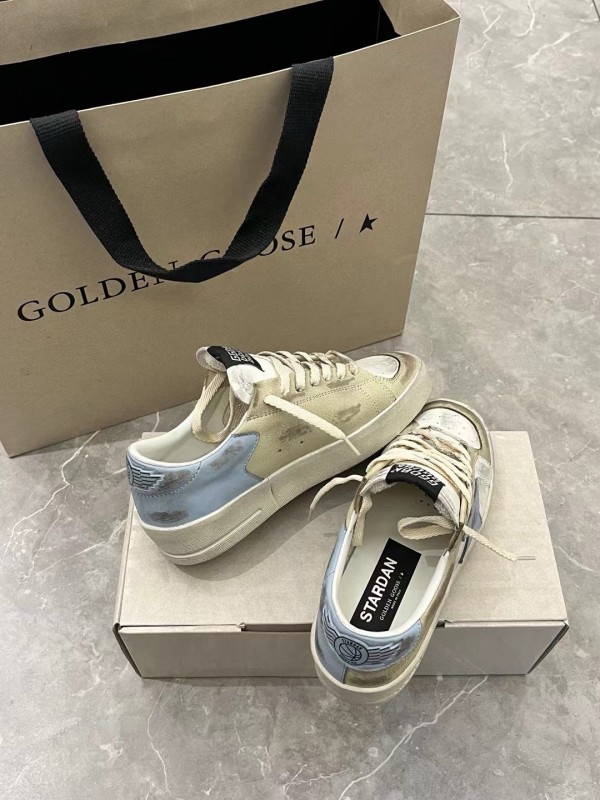 2024 Unisex GGDB White Beige Light Blue Leather Suede Sneakers MJ00260