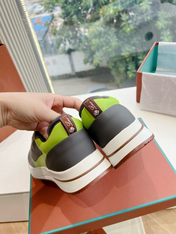 2024 Unisex Le Parmentier Grey Green Knit Sneakers