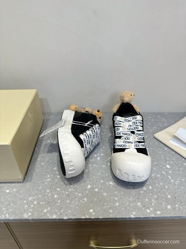 2025 Women 13DE MARZO Black Canvas Small Bear Toy Sneakers KFY00280