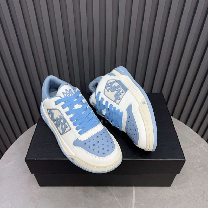 2025 Unisex Amiri White Light Blue Leather Sneakers MJ00360