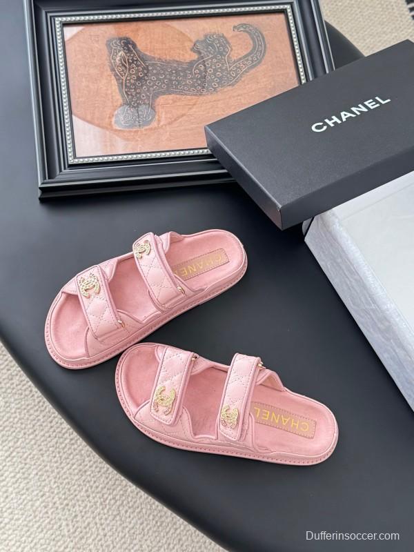 2025 Women Chanel Pink Leather Sandals LY00310