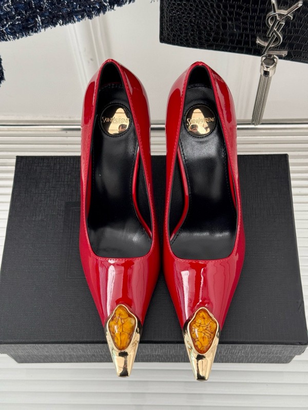 2024 Women Yves Saint Laurent Red Patent Leather Pumps MJ00330