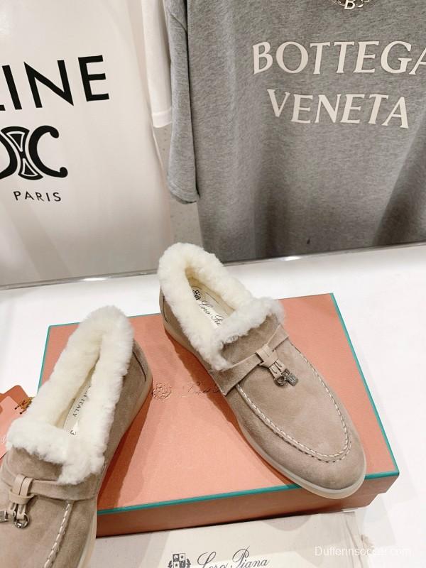 2024 Unisex LP Beige Suede Shearling Loafers MJ00300