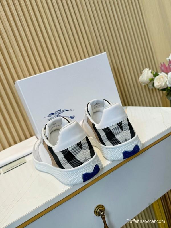 2024 Men Burberry White Beige Classic Cotton Casual Shoes MJ00320