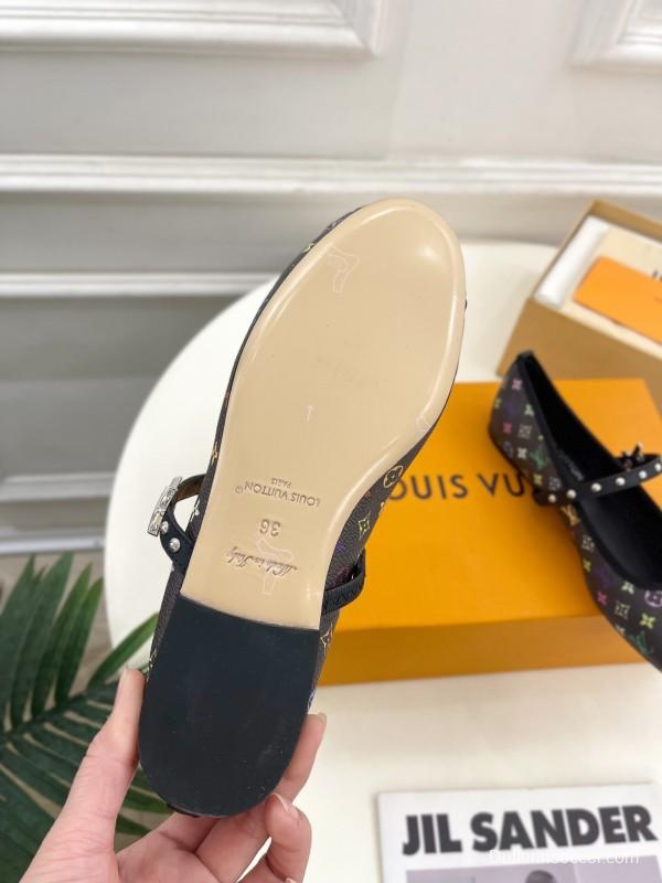 2025 Women Louis Vuitton Multicolor Leather Ballet Flats KFY00300