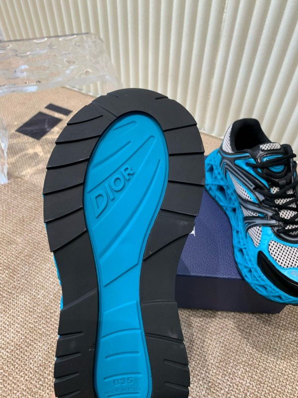 2024 Unisex Dior Blue Black Leather Mesh Sneakers