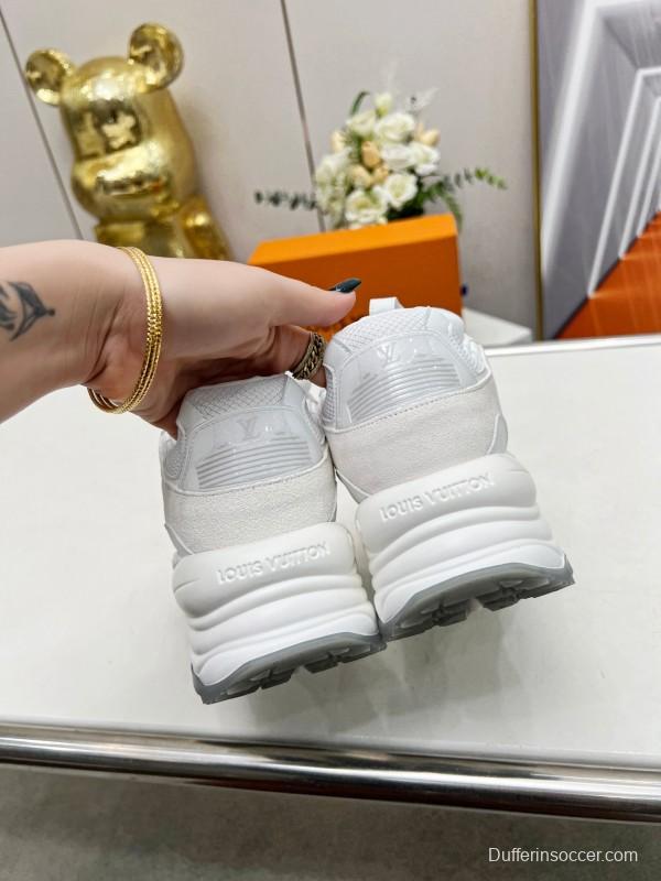2025 Unisex Louis Vuitton White Leather Mesh Running Shoes LY00340