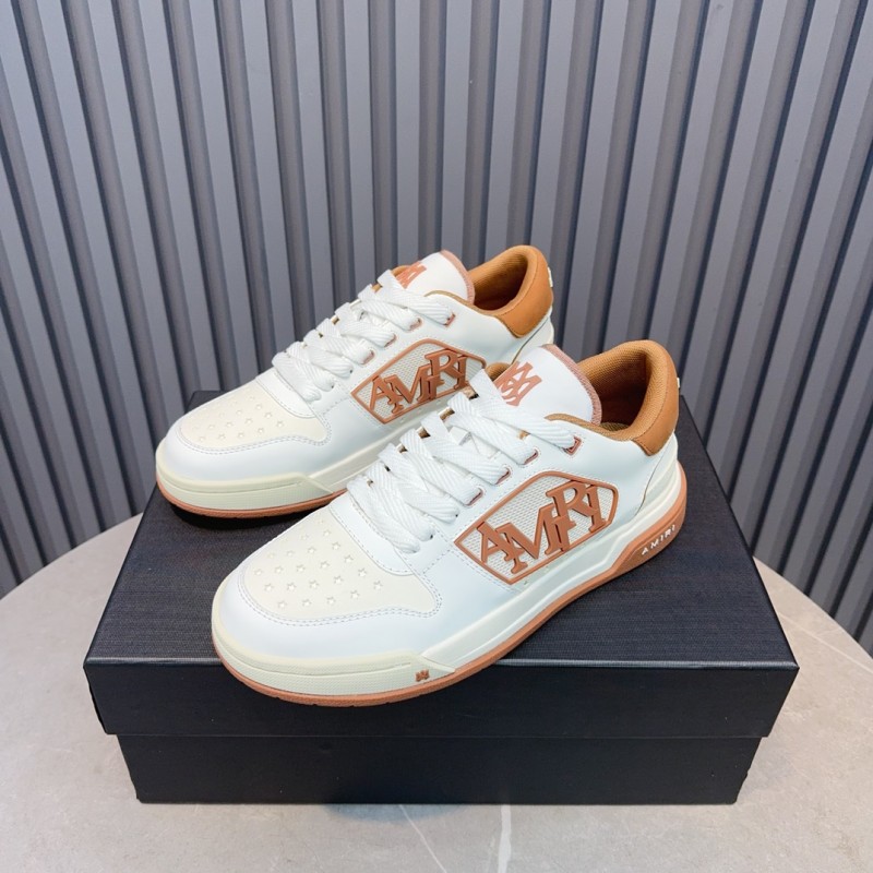 2025 Unisex Amiri White Brown Leather Sneakers MJ00360