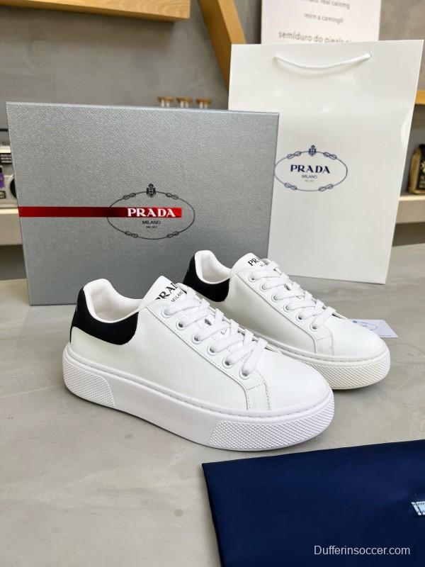 2024 Unisex Prada White Black Leather Sneakers MJ00310