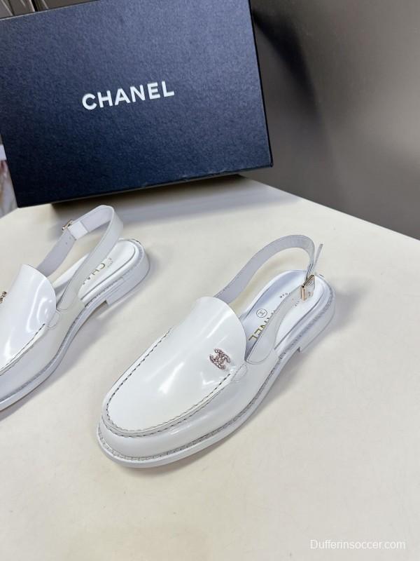 2025 Women Chanel White Leather Loafers