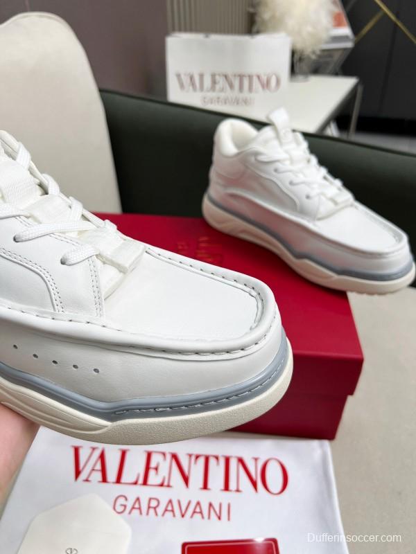 2025 Unisex Valentino White Leather Sneakers RUNBOOT LY00390