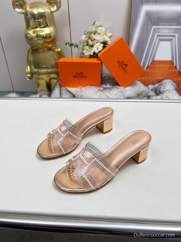 2025 Hermès Beige Leather Slippers MJ00180