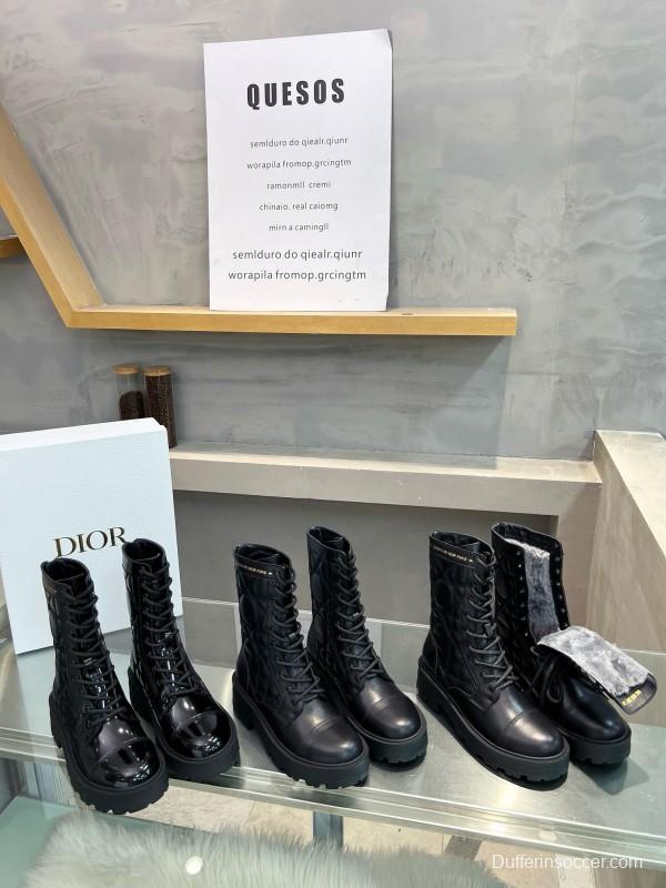 2024 Women Dior Black Leather Boots MJ00430