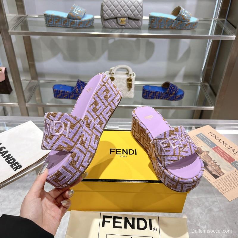 2025 Fendi Pink Canvas Slippers KFY00240