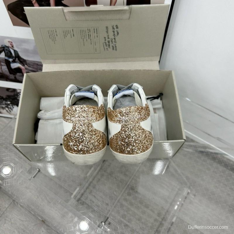 2025 Women GGDB White Black Glitter Leather Suede Sneakers