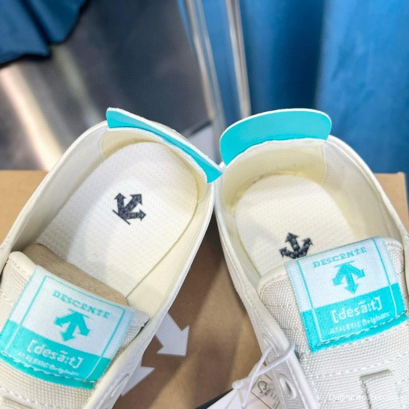 2024 Unisex DESCENTE迪桑特 White Pink Canvas Sneakers