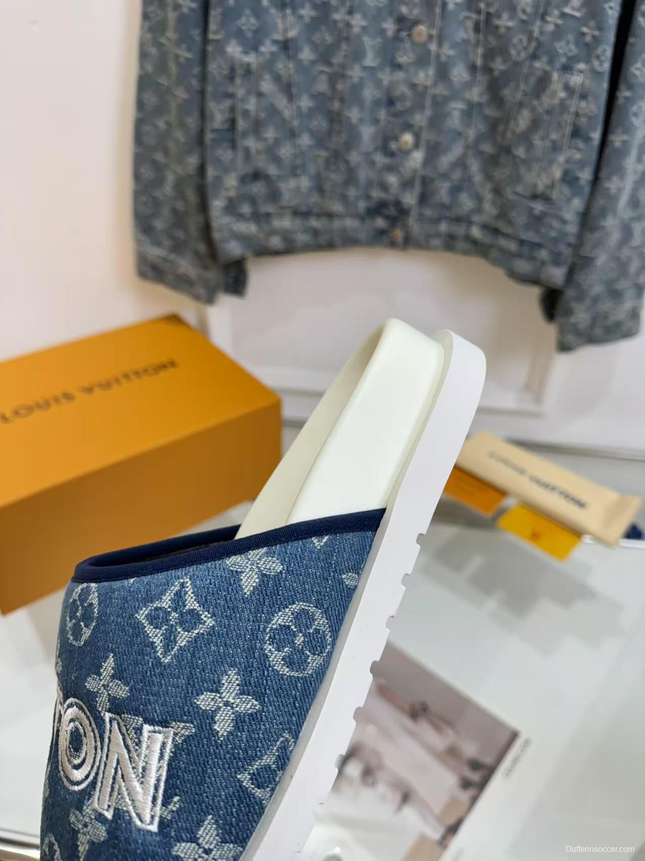 2025 Slippers Louis Vuitton Blue Denim Canvas Slippers LY
