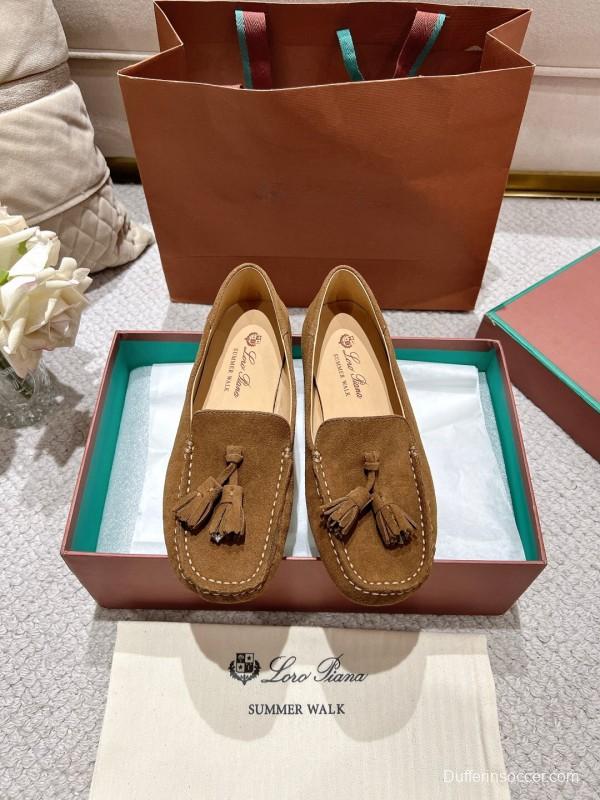 2025 Women LP Brown Suede Loafers Tassel LY00291