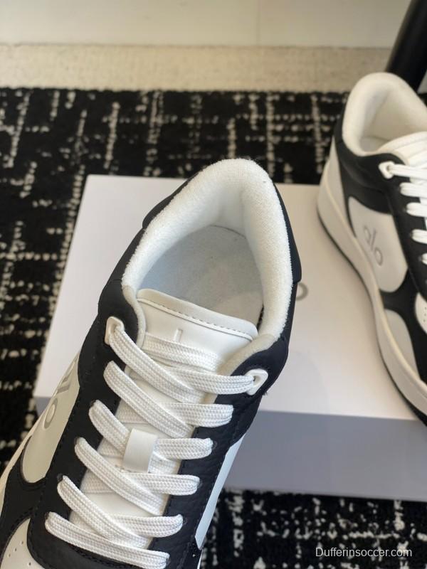2025 Women Alo Black White Leather Sneakers KFY00280