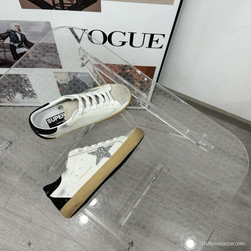2025 Women GGDB White Black Silver Leather Suede Sneakers
