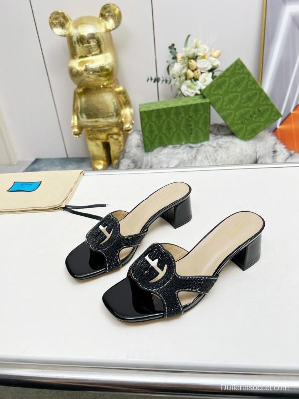 2025 Gucci Black Leather Slippers