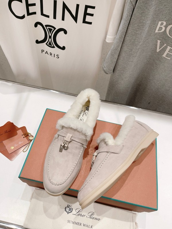 2024 Women LP white suede shearling loafers MJ00300F