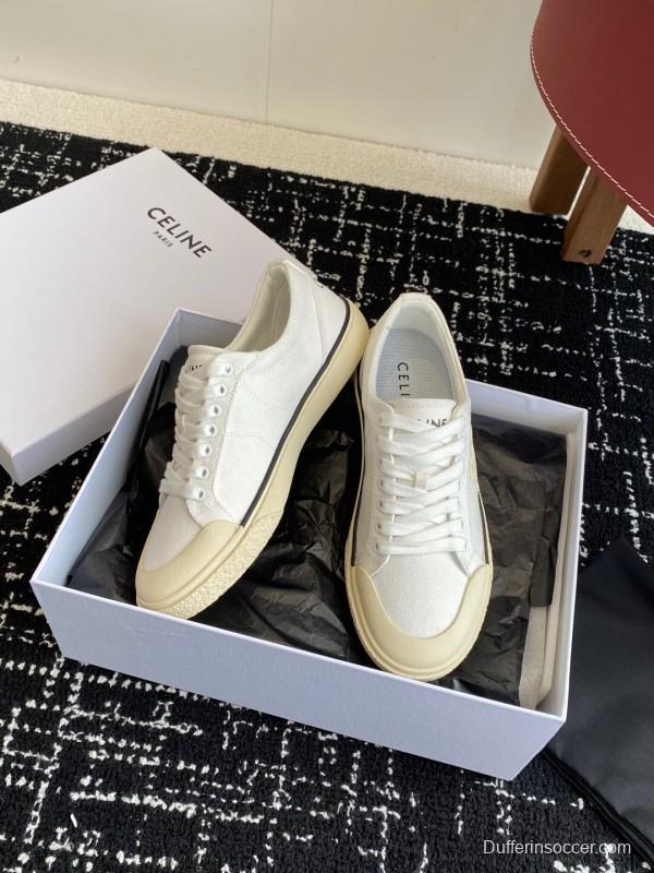 2025 Women Celine White Canvas Sneakers KFY00285