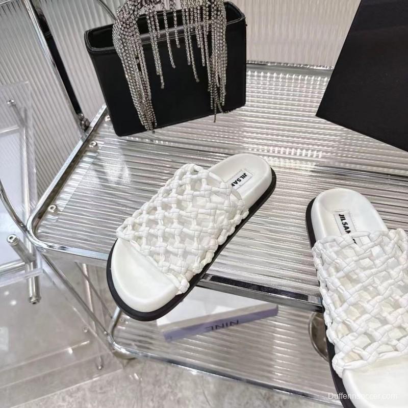 2025 Slippers Jil Sander White Leather Woven