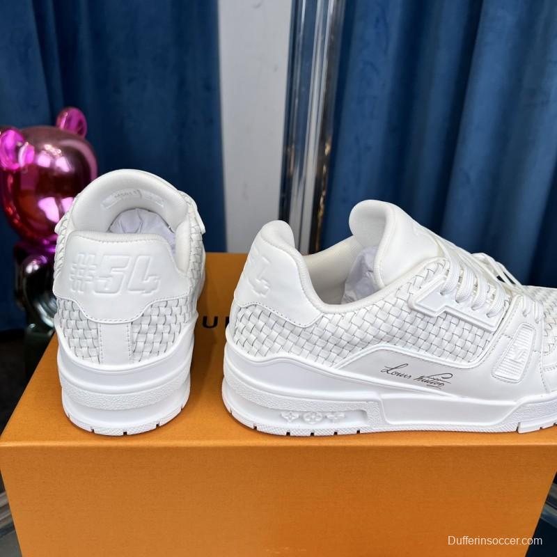 2025 Men Louis Vuitton White Leather Trainer