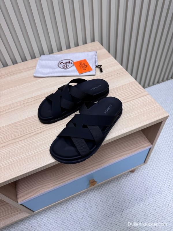 2025 Men HERMÈS Brown Leather Sandals