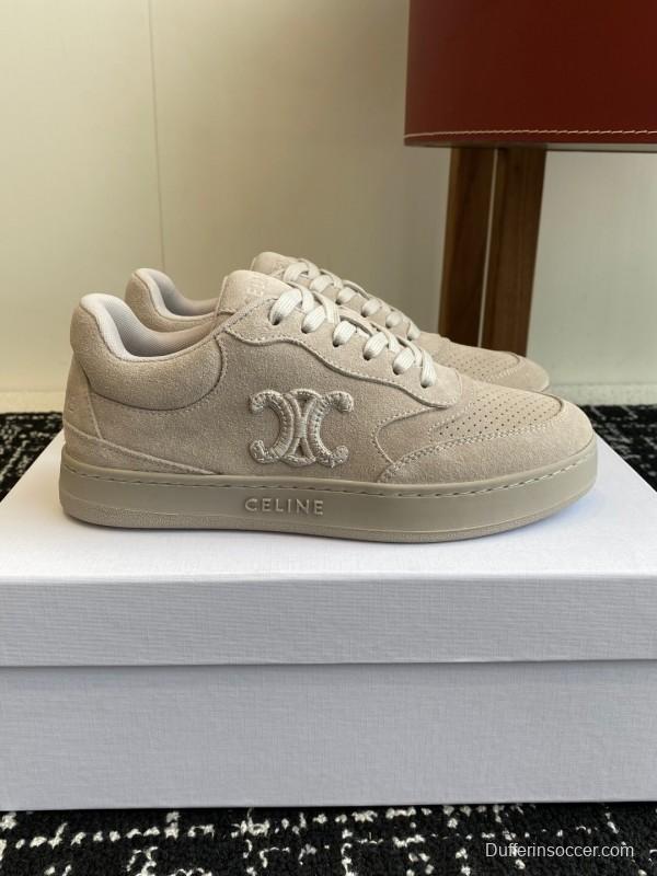 2025 Women Celine Beige Suede Sneakers KFY00310