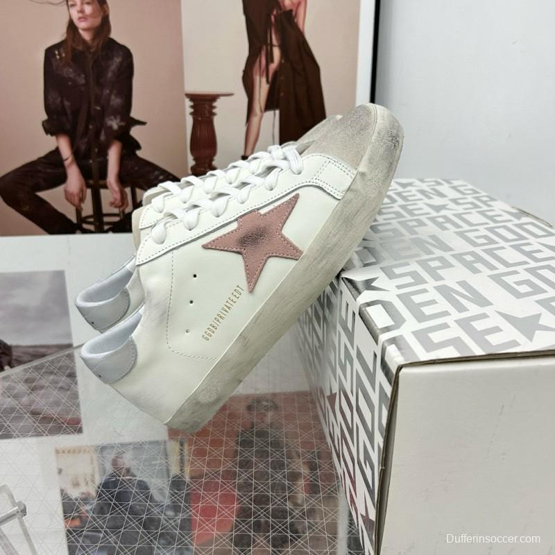 2025 Women GGDB White Pink Leather Sneakers