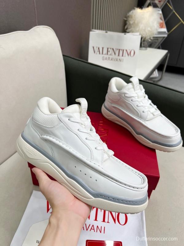 2025 Unisex Valentino White Leather Sneakers RUNBOOT LY00390