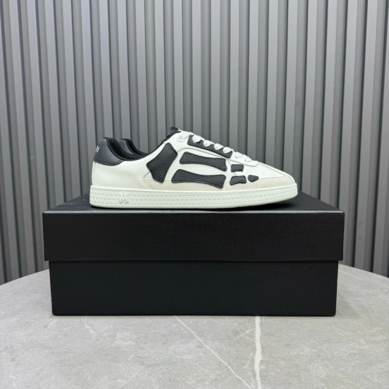 2024 Unisex Amiri White Black Leather Sneakers MJ00300