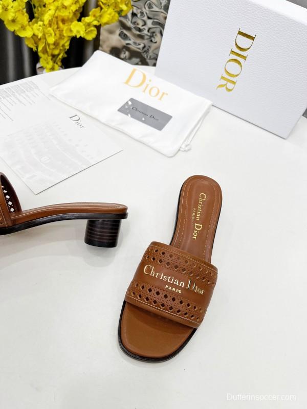 2025 Women Dior Brown Leather Sandals LY00210