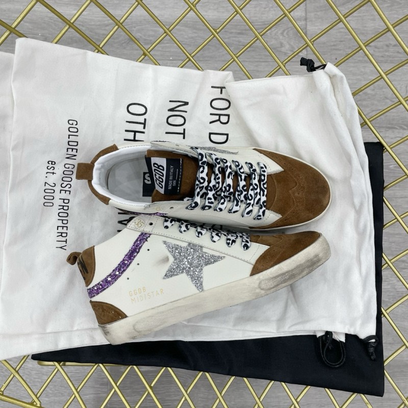 2024 Unisex GGDB white brown suede leather glitter star sneakers MJ00300