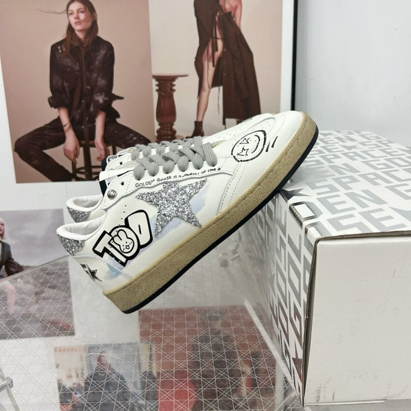 2024 Unisex GGDB White Black Glitter Leather Low-top Sneakers MJ00260
