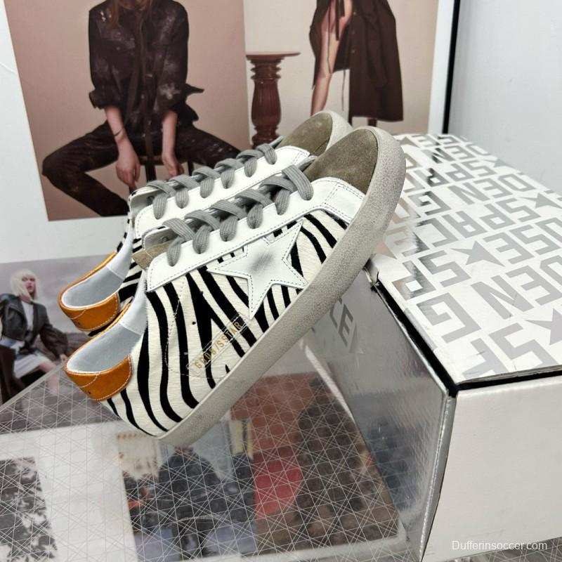 2025 Women GGDB White Black Zebra Leather Suede Sneakers