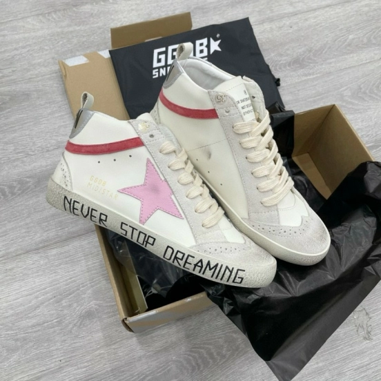 2024 Unisex GGDB White Pink Red Leather Suede High Top Sneakers MJ00300