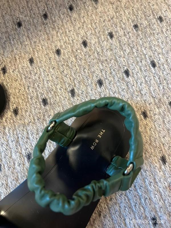 2025 Women The Row Green Leather Sandals