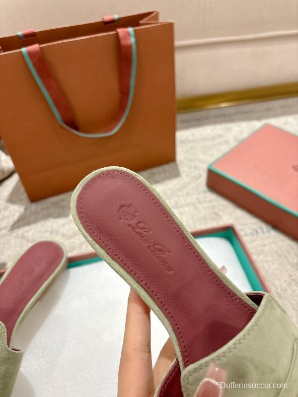 2025 Slippers LP Light Green Suede Slippers