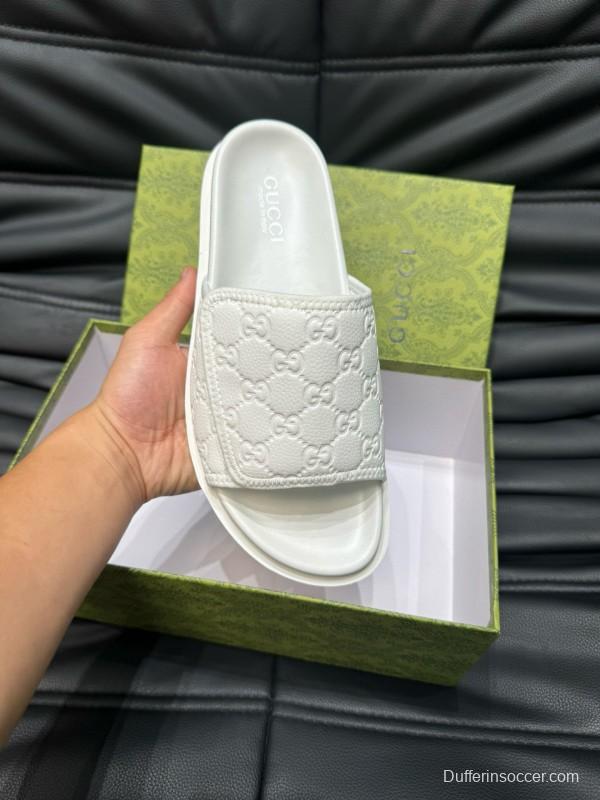 2024 Slippers Gucci White Leather Slippers MJ00200