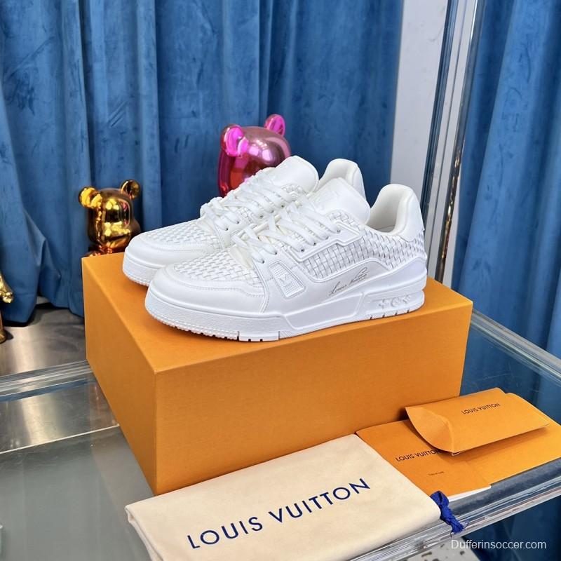 2025 Men Louis Vuitton White Leather Trainer