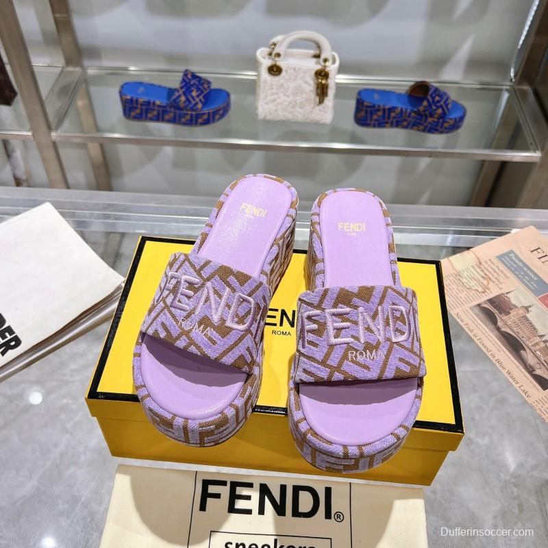 2025 Fendi Pink Canvas Slippers KFY00240