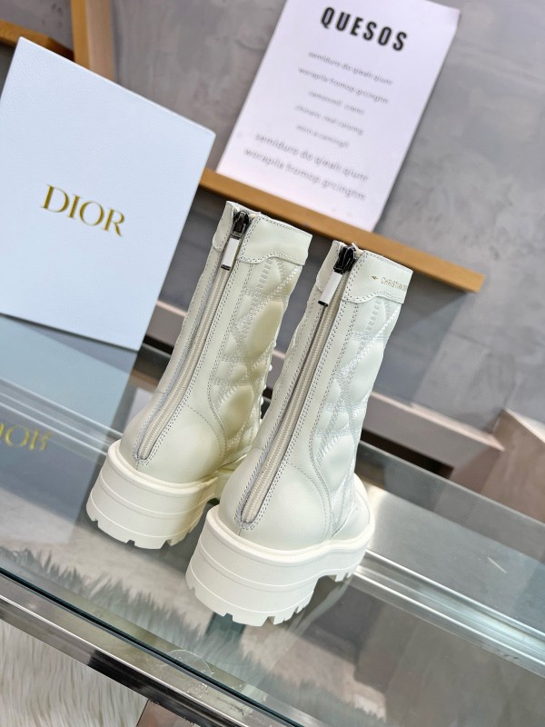 2024 Women Dior white leather boots MJ00430
