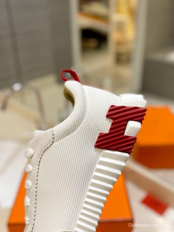 2024 Unisex Hermès white red leather sneakers