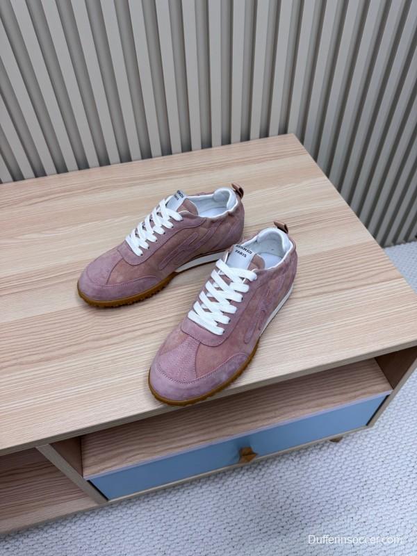 2025 Women Hermès Pink Suede Sneakers LY00310