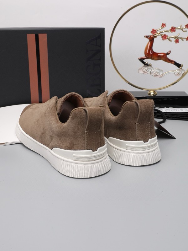 2024 Men Ermenegildo Zegna Brown Suede Sneakers MJ00240